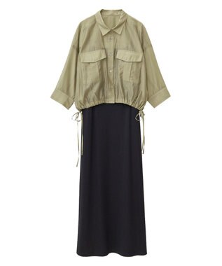 YECCA VECCA 【2点SET】シアーシャツ×Aラインキャミワンピース Purple