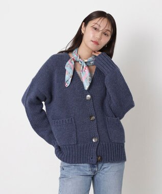 MOONBAT PAUL&JOE ACCESSOIRES(ポール & ジョー) シルクスカーフ 空 オーステルリッツ記念柱 ネコと毛糸 気球 65cm×65cm 手洗いOK サックスブルー