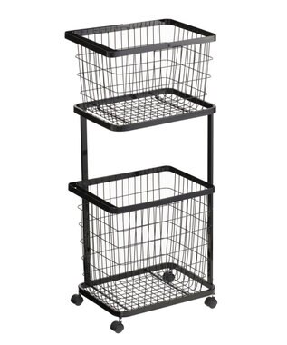 tower ランドリーワゴン+バスケット タワー ブラック ブラック