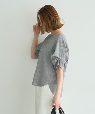 YECCA VECCA パールタックスリーブブラウス Check