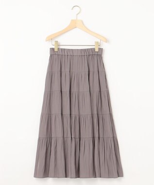 組曲 ギャザーライトデシン ティアードスカート グレー系