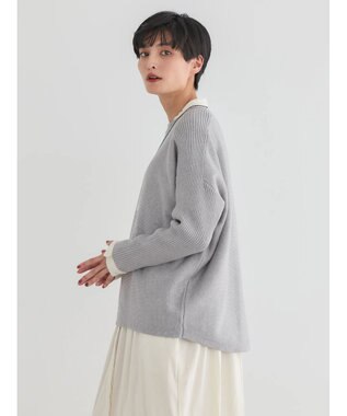 AMERICAN HOLIC バイパチ袖リブラグランニットプルオーバー Light Gray Mixture