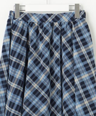 Feroux 楊柳チェックフレア スカート ネイビー系2