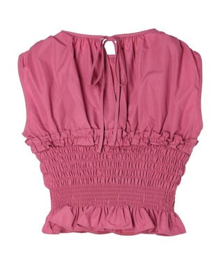 Green Parks シャーリングデザインコルセット風ブラウス Pink