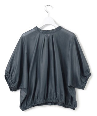 23区 【洗える】ソフトシアーフィルム コンパクト ブラウス ダークグリーン系