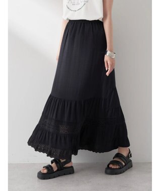 earth music&ecology レースティアードスカート Black