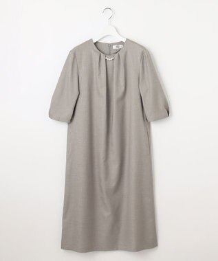 J.PRESS LADIES L 【洗える・UV加工・吸水速乾】OXIJEWELストレッチ ワンピース グレー系