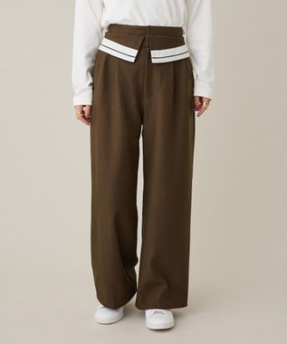 CRAFT STANDARD BOUTIQUE ウエスト折り返しスラックス Brown Mixture