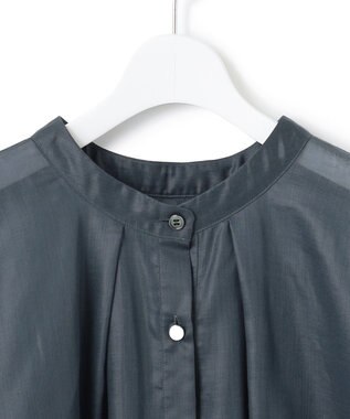 23区 【洗える】ソフトシアーフィルム コンパクト ブラウス ダークグリーン系