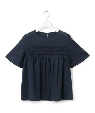 23区 【WEB&一部店舗限定】コットンローン ピンタック フレア ブラウス ネイビー系