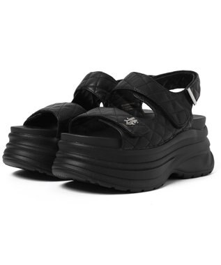 WEGO 【MLサイズ展開】厚底キルティングサンダル ブラック