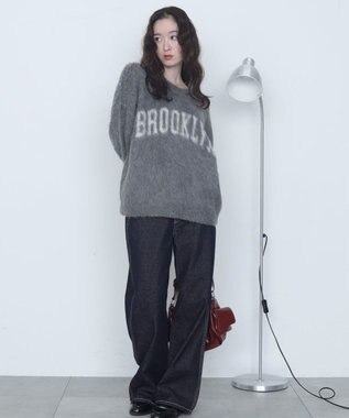 WEGO モヘアタッチBROOKLYNロゴニット グレー