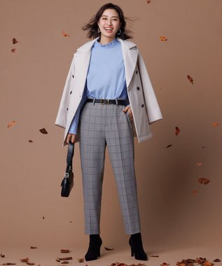 UNFILO フリルネックシャツ ブルー