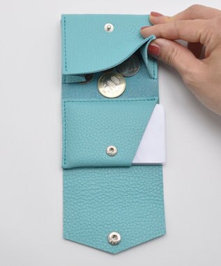 blancle シュリンクレザー 三つ折りウォレット ロビンエッグブルー