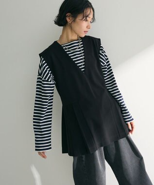 Green Parks ・Ｐｅｔｉｔ　Ｆｌｅｕｒ　サイドプリーツベスト Black