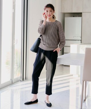 Tiaclasse 【洗える/撥水】スカラップニットフラットパンプス ブラック