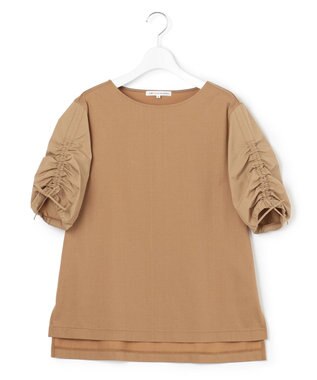 23区 L 【洗える】タックディテールプルオーバー ギャザー カットソー キャメル系