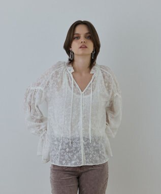 GRACE CONTINENTAL ヨウリュウembカフタンブラウス ホワイト