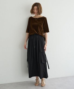 YECCA VECCA 【UVカット/接触冷感/遮熱】COOLカーゴロングスカート Charcoal Gray