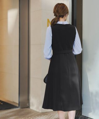 Tiaclasse 【洗える】ラウンドキーネックジャンパースカート ブラック