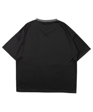 WEGO 【ユニセックス着用ITEM/2点セットネックレス付き/MLサイズ展開】アクセ付きラインリブメッシュプルオーバー ブラック