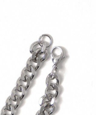 WEGO 【ユニセックス着用ITEM/2点セットネックレス付き/MLサイズ展開】アクセ付きラインリブメッシュプルオーバー ブラック