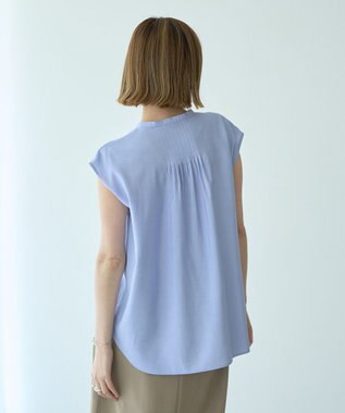 YECCA VECCA 【接触冷感】COOLバックピンタックブラウス Blue