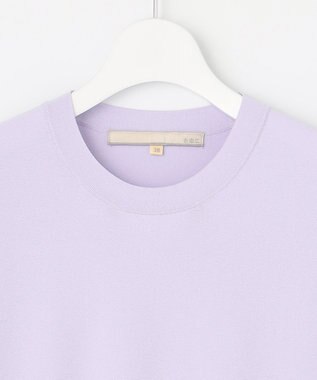 自由区 【XSサイズ～/洗える】クレープストレッチペプラム ニット ライラック系