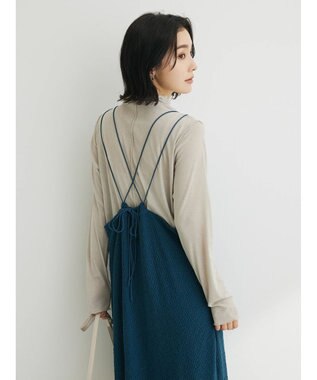 Green Parks 表面カット細ひもキャミワンピース Navy
