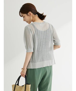 Green Parks すかし柄コンパクトシアーカーディガン Gray