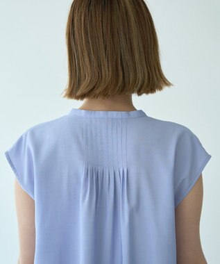 YECCA VECCA 【接触冷感】COOLバックピンタックブラウス Blue