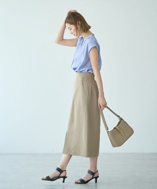 YECCA VECCA 【接触冷感】COOLバックピンタックブラウス Blue