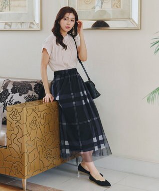 Tiaclasse 【洗える/撥水】スカラップニットフラットパンプス ブラック