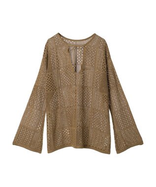 Green Parks ２ＷＡＹ透かし編みニットプルオーバー Beige