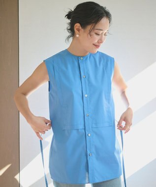 #Newans 【ANSWER for モダンベーシック】ビブヨークデザインブラウス ブルー系