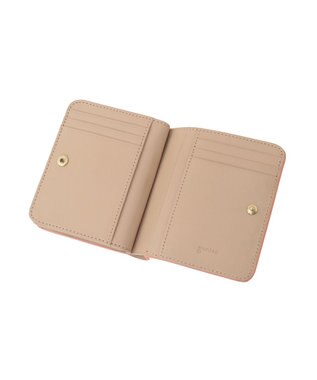 genten マルチカットワークミニ 2つ折り財布 コーラルピンク