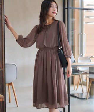 Tiaclasse L ブラウジングシフォンワンピース モカ