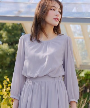 Tiaclasse L ブラウジングシフォンワンピース ラベンダー