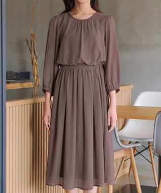 Tiaclasse L ブラウジングシフォンワンピース モカ
