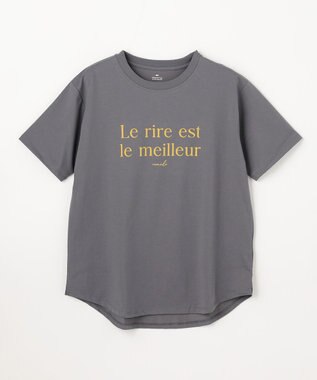 ANY アソートロゴラウンドヘムTシャツ チャコール×フロッキーロゴ