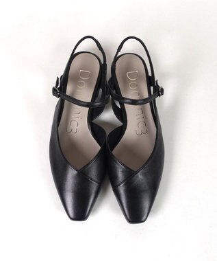 Dominic3 シープレザー Vカット バックストラップパンプス ブラック