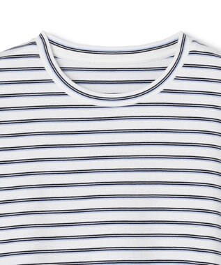 UNFILO コットンスムース レイヤードインナー ランダムボーダー(オフ×ブラック糸)