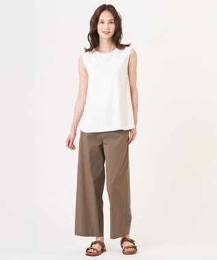 J.PRESS LADIES 【レイヤードスタイルに】コットンスムース ノースリーブ シャツテール カットソー ホワイト系
