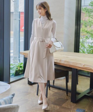 Tiaclasse 【洗える】ラウンドキーネックジャンパースカート アイボリー