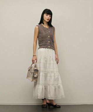 GRACE CONTINENTAL クロシェライクニットジレ グレー