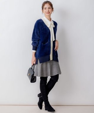 組曲 ネコアシツイードセミフレア スカート グレー系