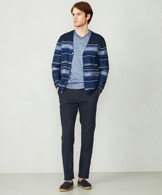 JOSEPH ABBOUD 【サスティナブル】スラブギマボーダー カーディガン ブルー系2