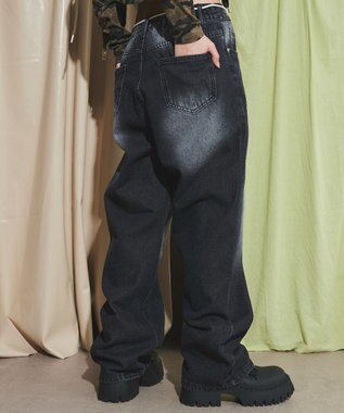 WEGO ウォッシュストリングデニム ブラック