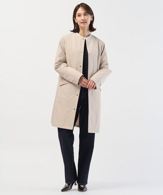 J.PRESS LADIES S 【2way】VINAジェットオックス ノーカラー コート グレージュ系