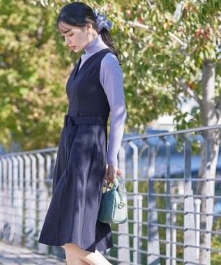 Tiaclasse 【洗える】ラウンドキーネックジャンパースカート ネイビー